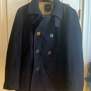 J Crew wool Stadium cloth peacoat men’s medium. Navy Blue.